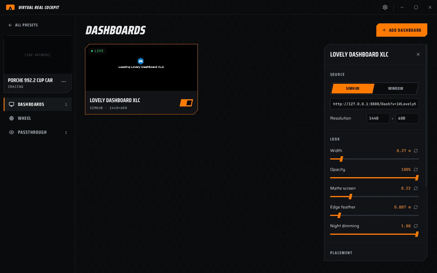 Dashboards page