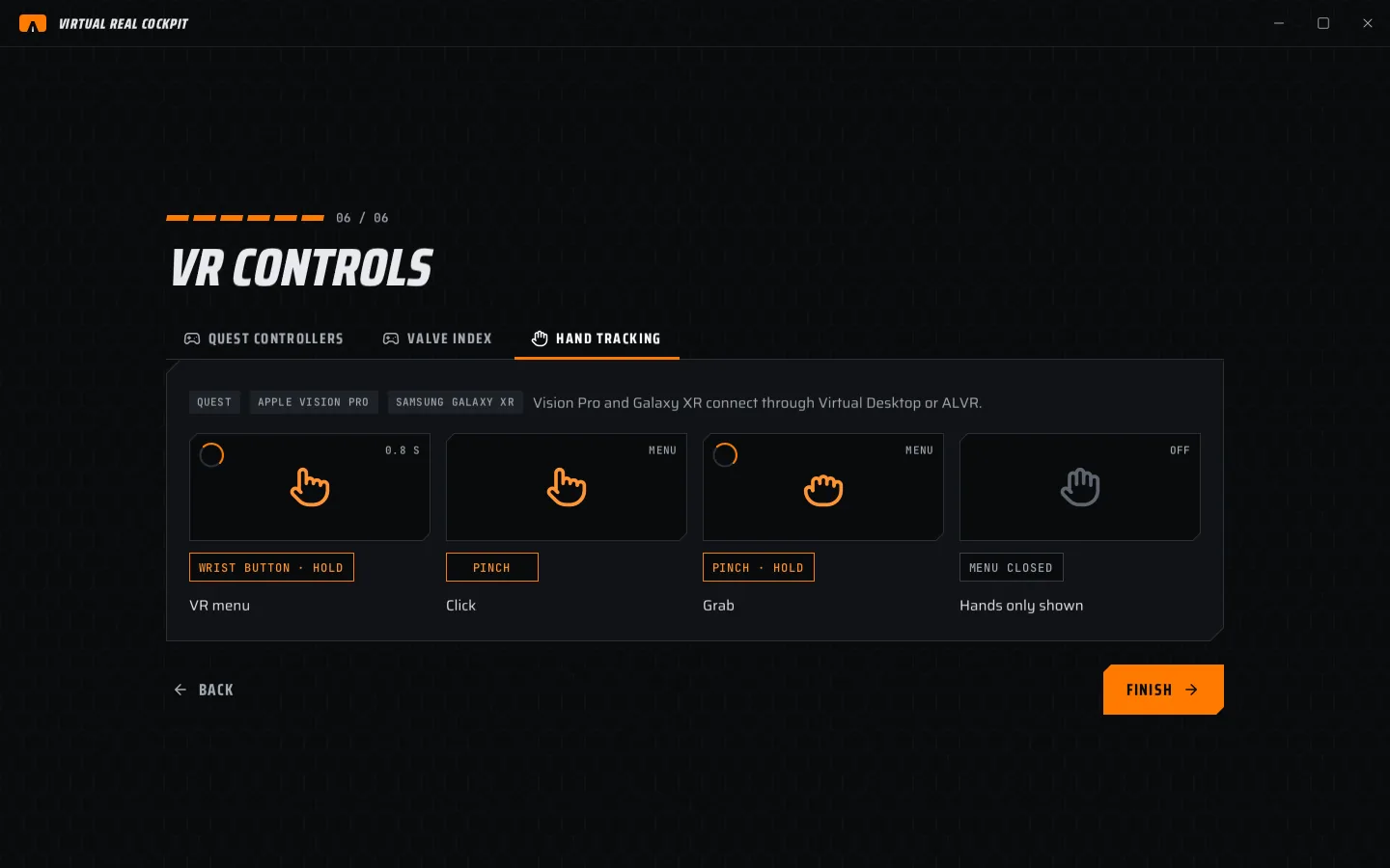 Hand tracking in the app