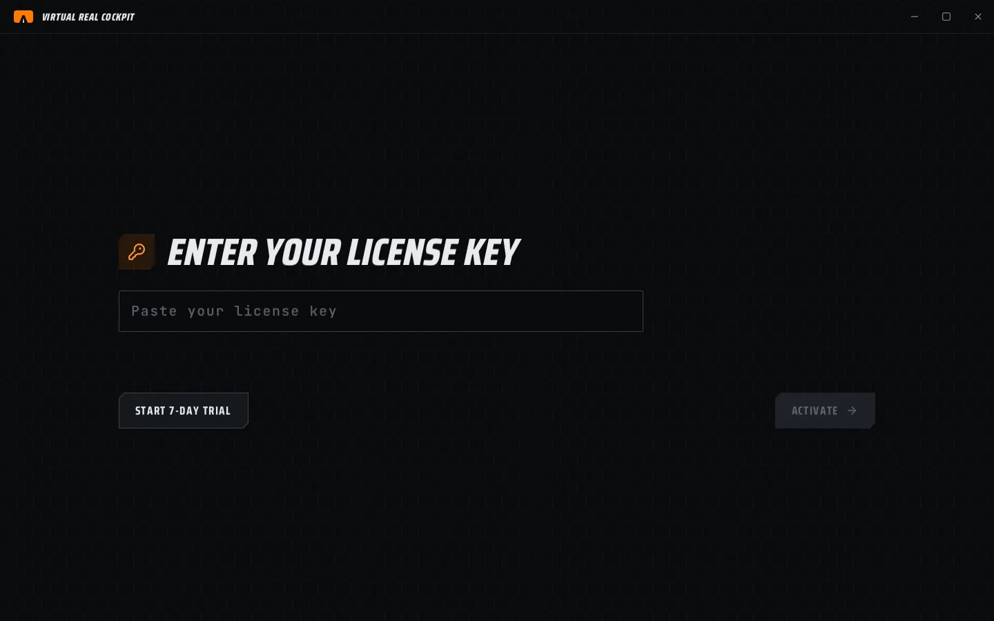 License screen, first run