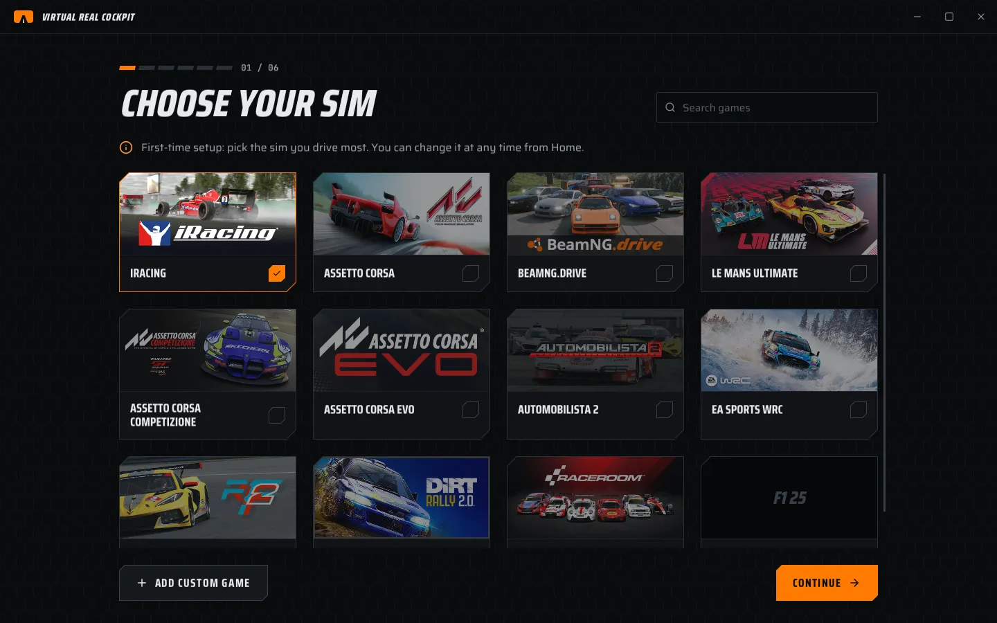 Setup 01, Choose your sim