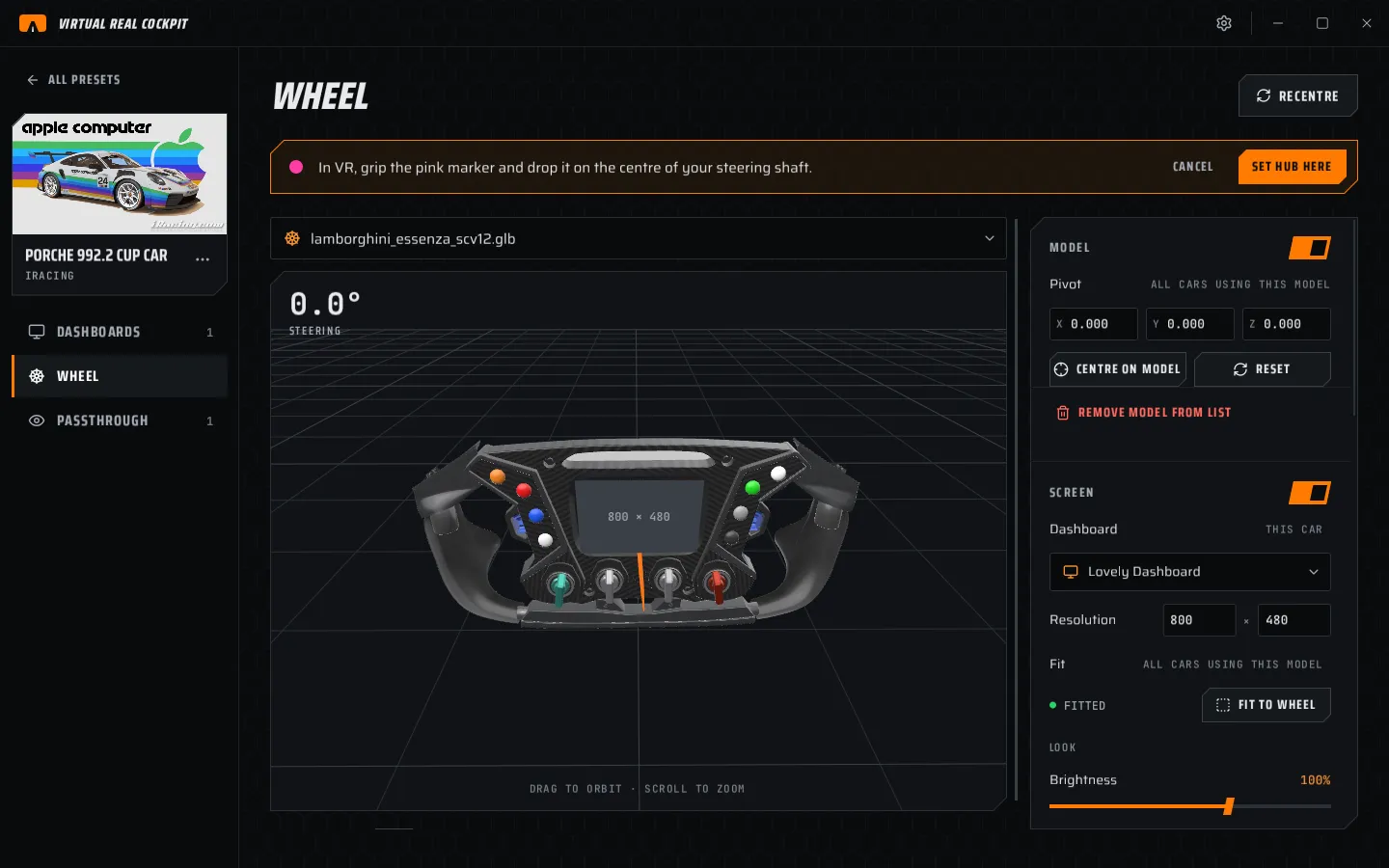 Wheel page with the align strip